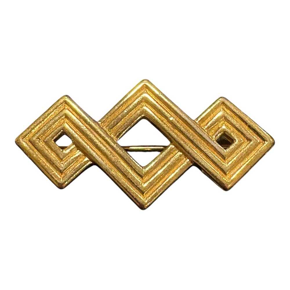 Vintage Crown Trifari Geometric Art Deco Gold Tone Brooch Pin J12